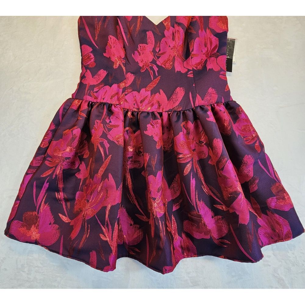 Aidan Mattox Sleeveless Floral‎ Jacquard Party Dress Pink/ Fuchsia Size 16 NWT - Picture 3 of 14